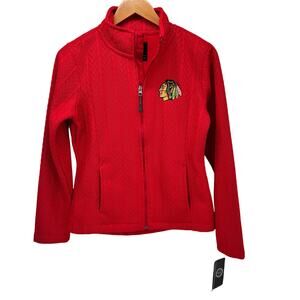 Chicago Blackhawks Jacket Womens Small Full Zip Knit Embroidered NHL Hockey NEW